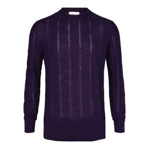 Bally Textured-Knit Crewneck Sweater Purple Mens
